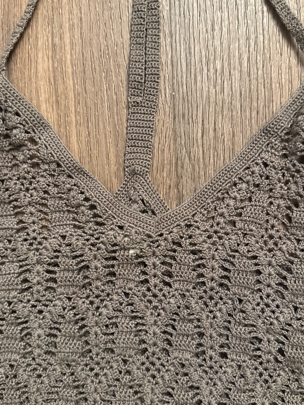 Chan luu small Crochet Halter Crop Top in Taupe - Picture 3 of 5